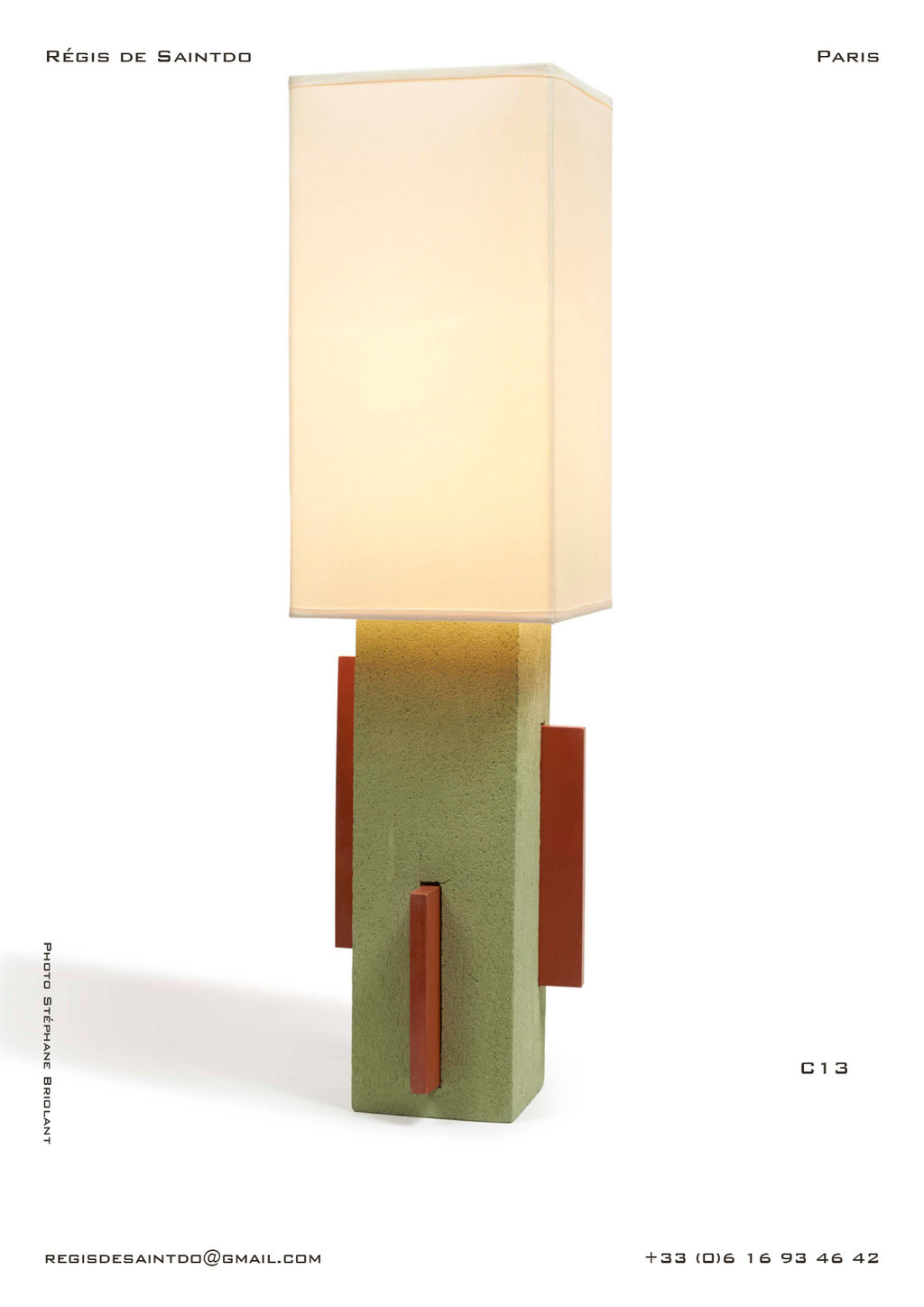 Lamp-C13-green-rough-red-polished-handmade-unique @Régis de Saintdo