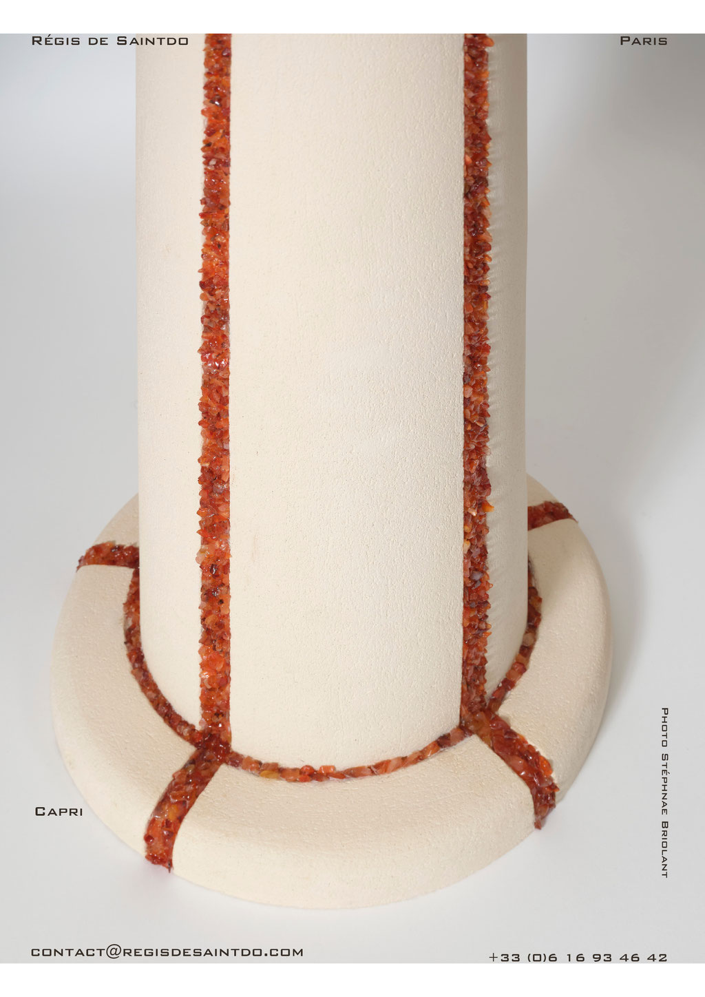 Standard Lamps-Capri-white-textured ceramic-cornaline-handmade @Régis de Saintdo