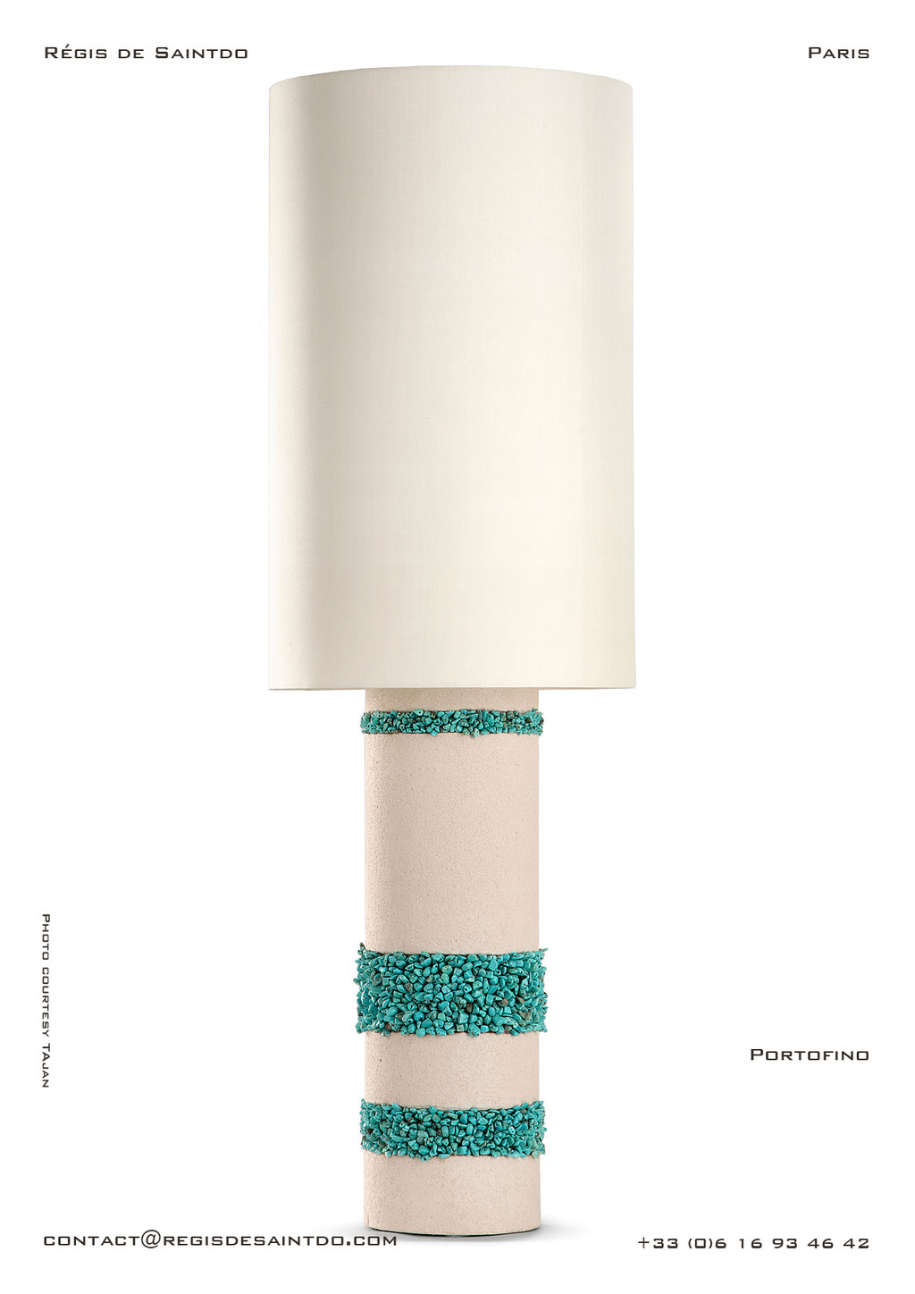 Grande Lampe-Ibiza-céramique-blanche-brute-turquoise-faite-main @Régis de Saintdo