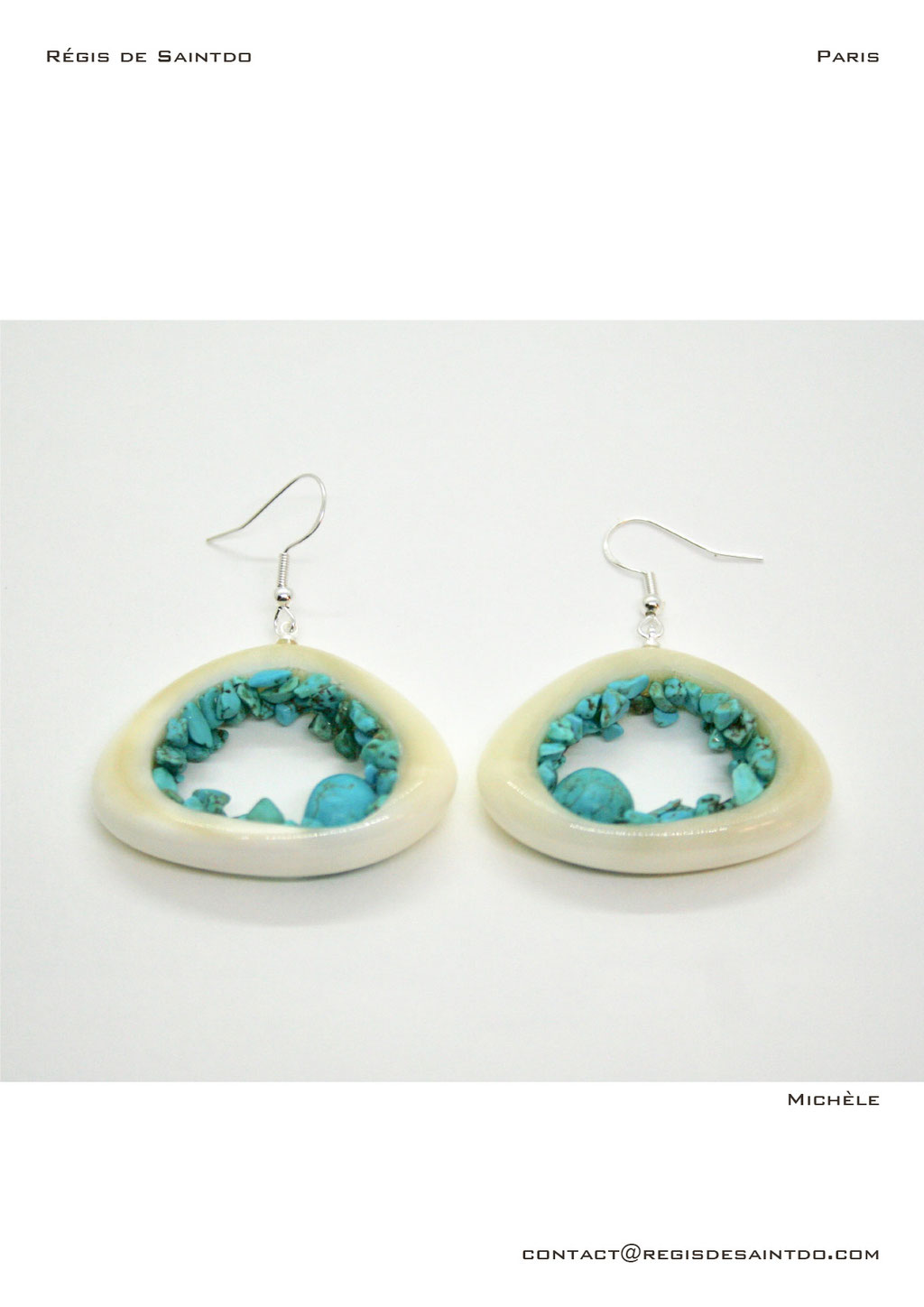 ©Régis de Saintdo-boucles d'oreilles-os-Turquoise howlites-fait main