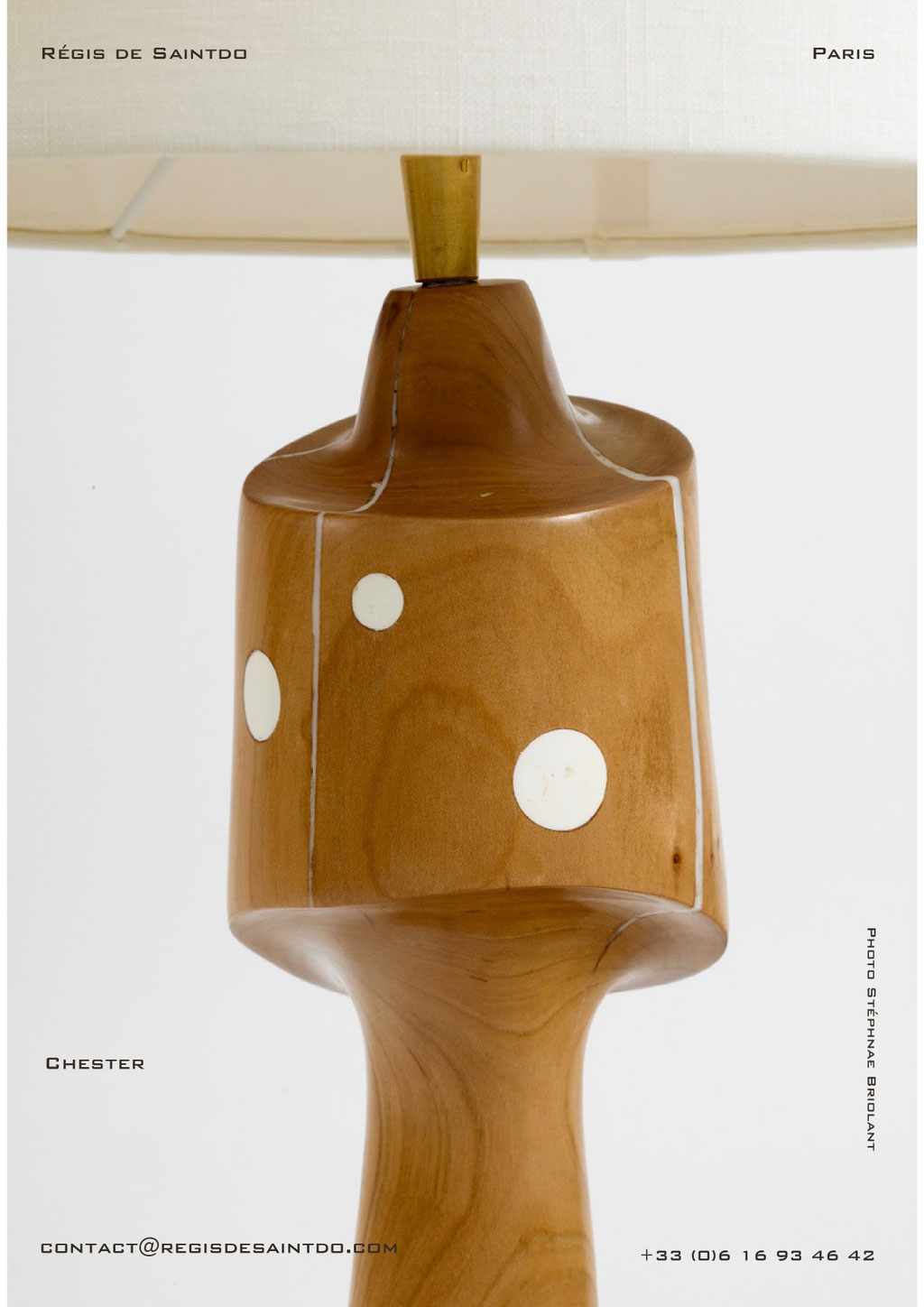Lamp Chester-Cherry wood - Resin -handmade @Régis de Saintdo