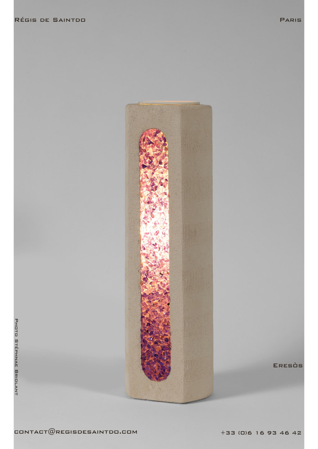 Lamp Eresòs - textured ceramic -Amethysts -handmade @Régis de Saintdo
