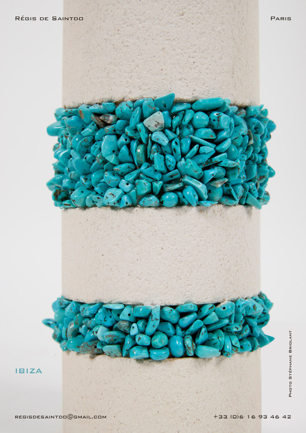 Lamp-Ibiza-white textured ceramic-turquoises-handmade-detail @Régis de Saintdo