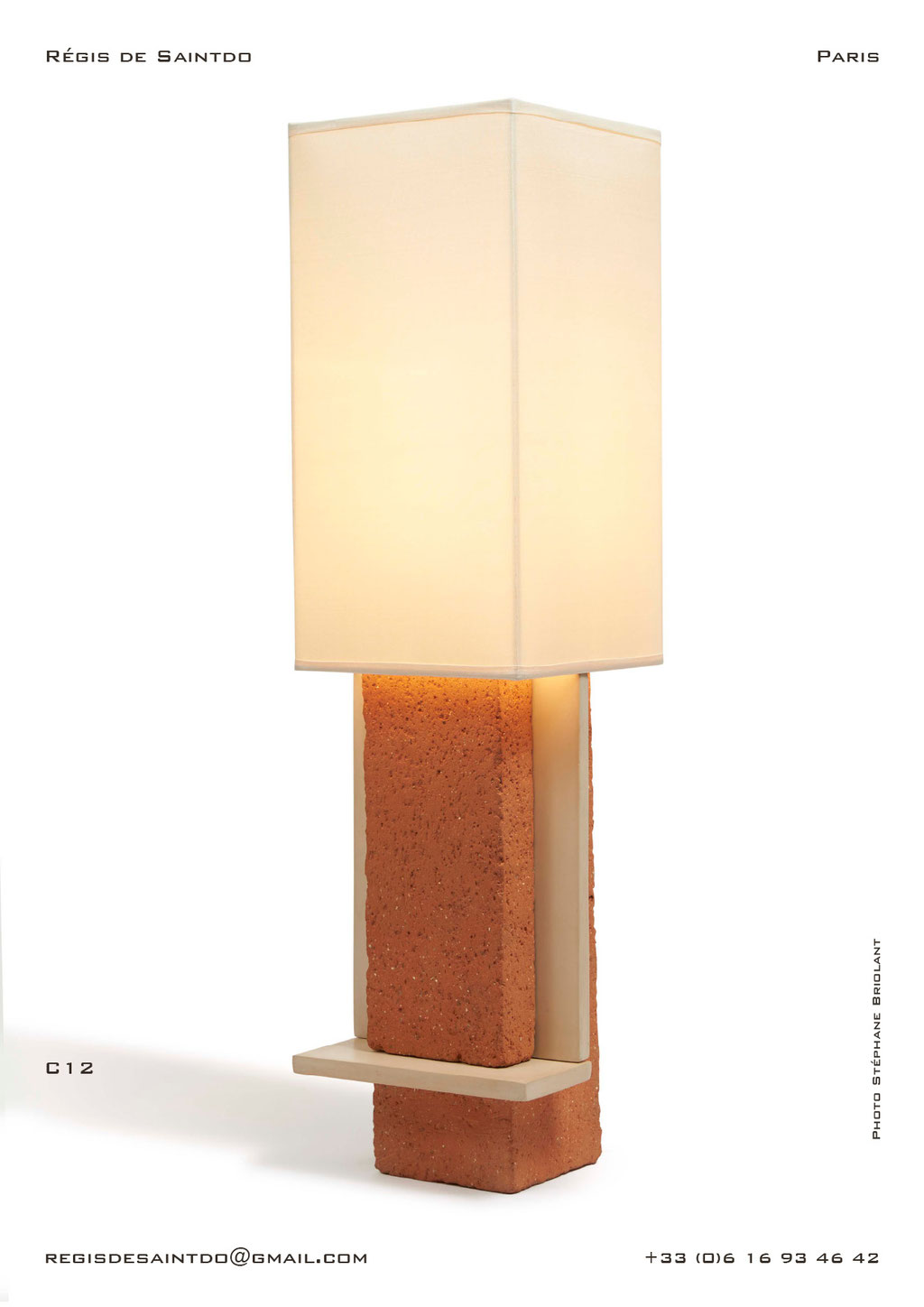 Lampe-C12-céramique-rouge-brute-blanche-polie-faite-main-unique @Régis de Saintdo