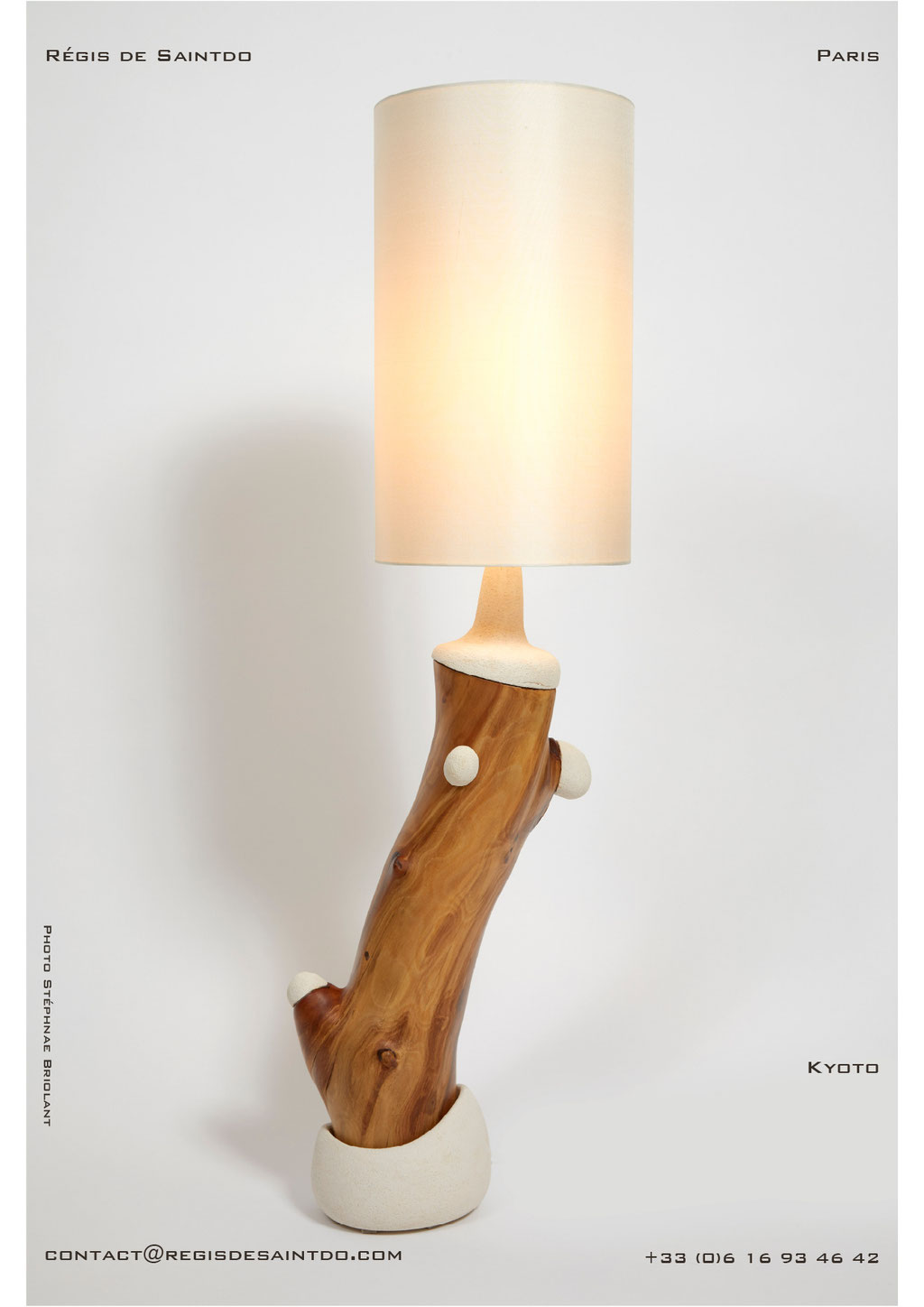 Lampe Kyoto bois de cerisier et céramique - faite main-unique @Régis de Saintdo