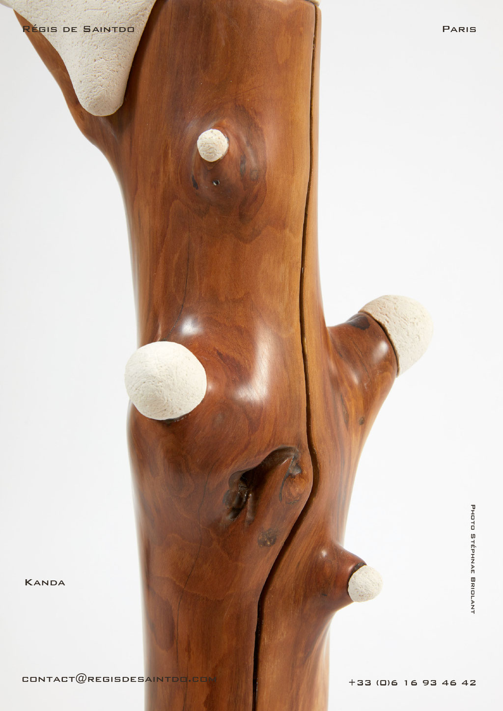 Lampe Kanda bois de cerisier et céramique - faite main-unique @Régis de Saintdo