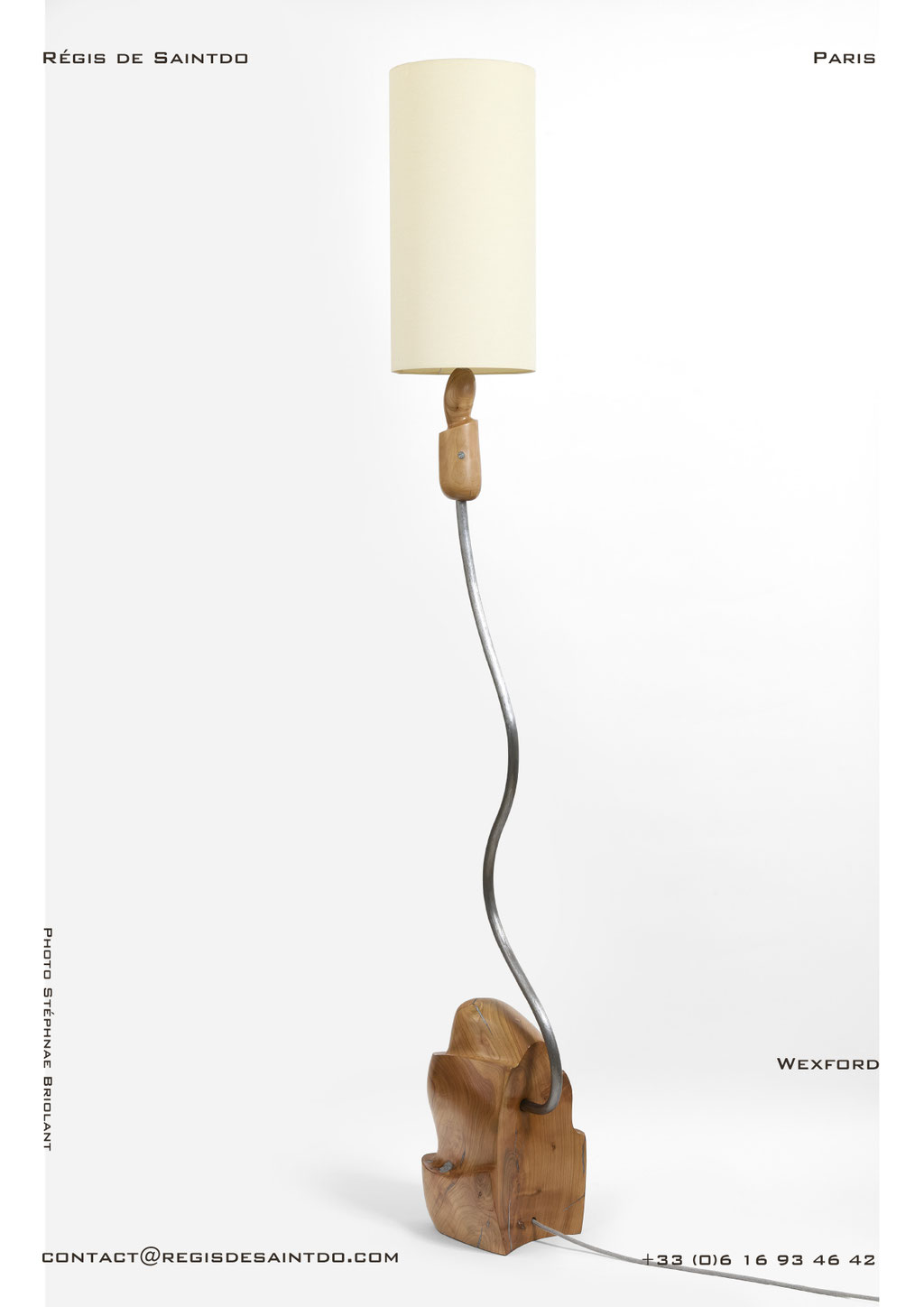 Floor lamp Wexford-Cherry wood-metal resin-wrought iron-handmade ©Régis de Saintdo
