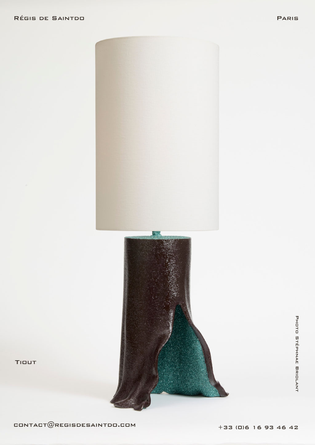 Lampe Tiout-céramique chamotte émaux à froid-éclats de verre-fait main @Régis de Saintdo