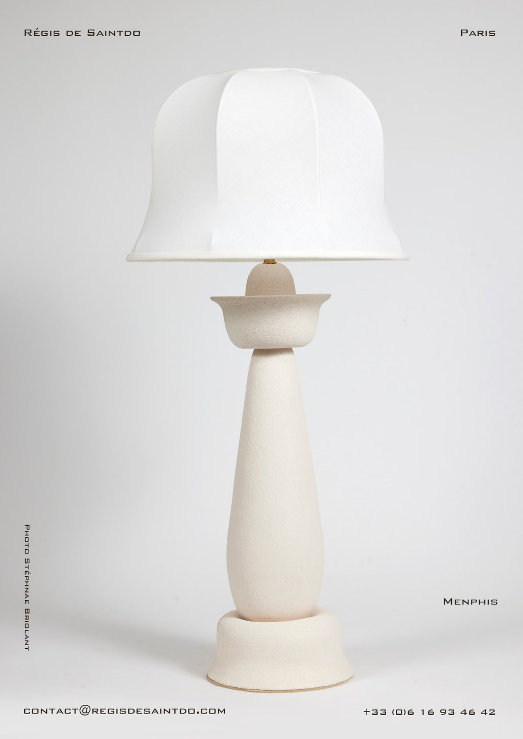 Lampe Memphis-céramique blanche-fait main @Régis de Saintdo