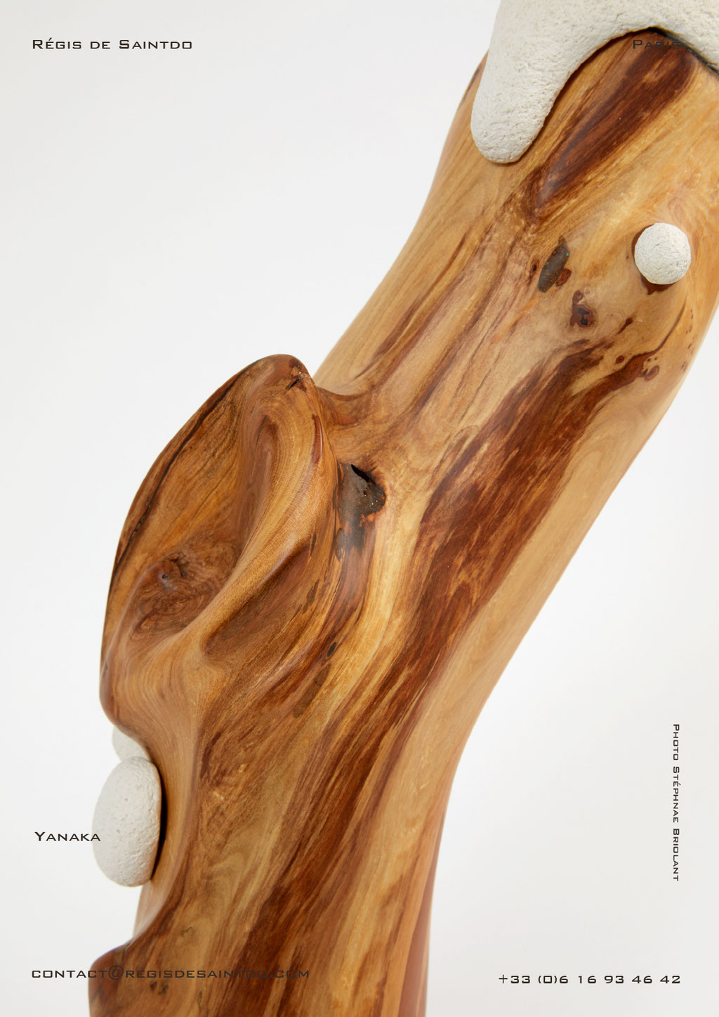 Lampe Yanaka bois de cerisier et céramique - faite main-unique @Régis de Saintdo