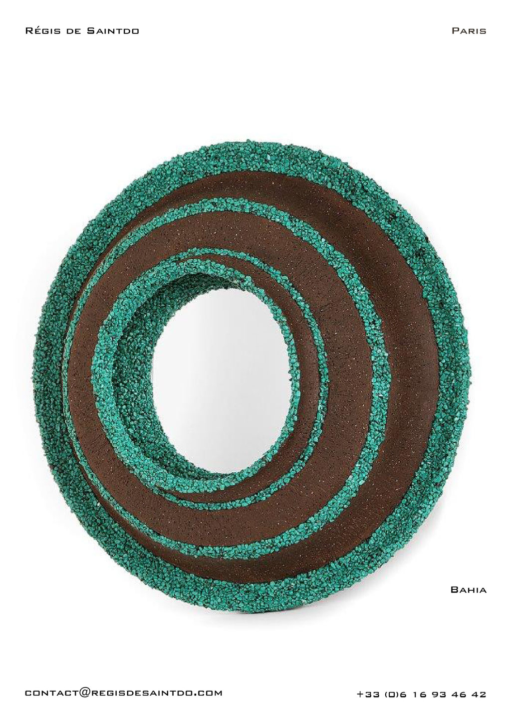 Mirror Bahia, ceramic, green howlite-handmade @Régis de Saintdo