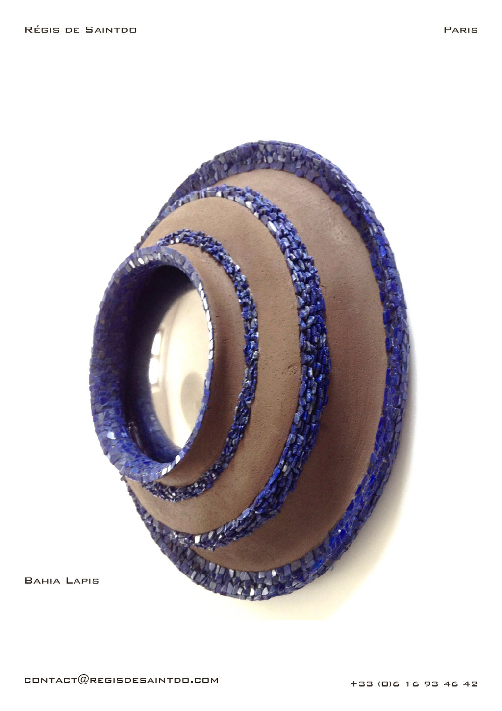 Miroir Bahia Lapis en céramique et Lapis Lazuli - fait main @Régis de Saintdo