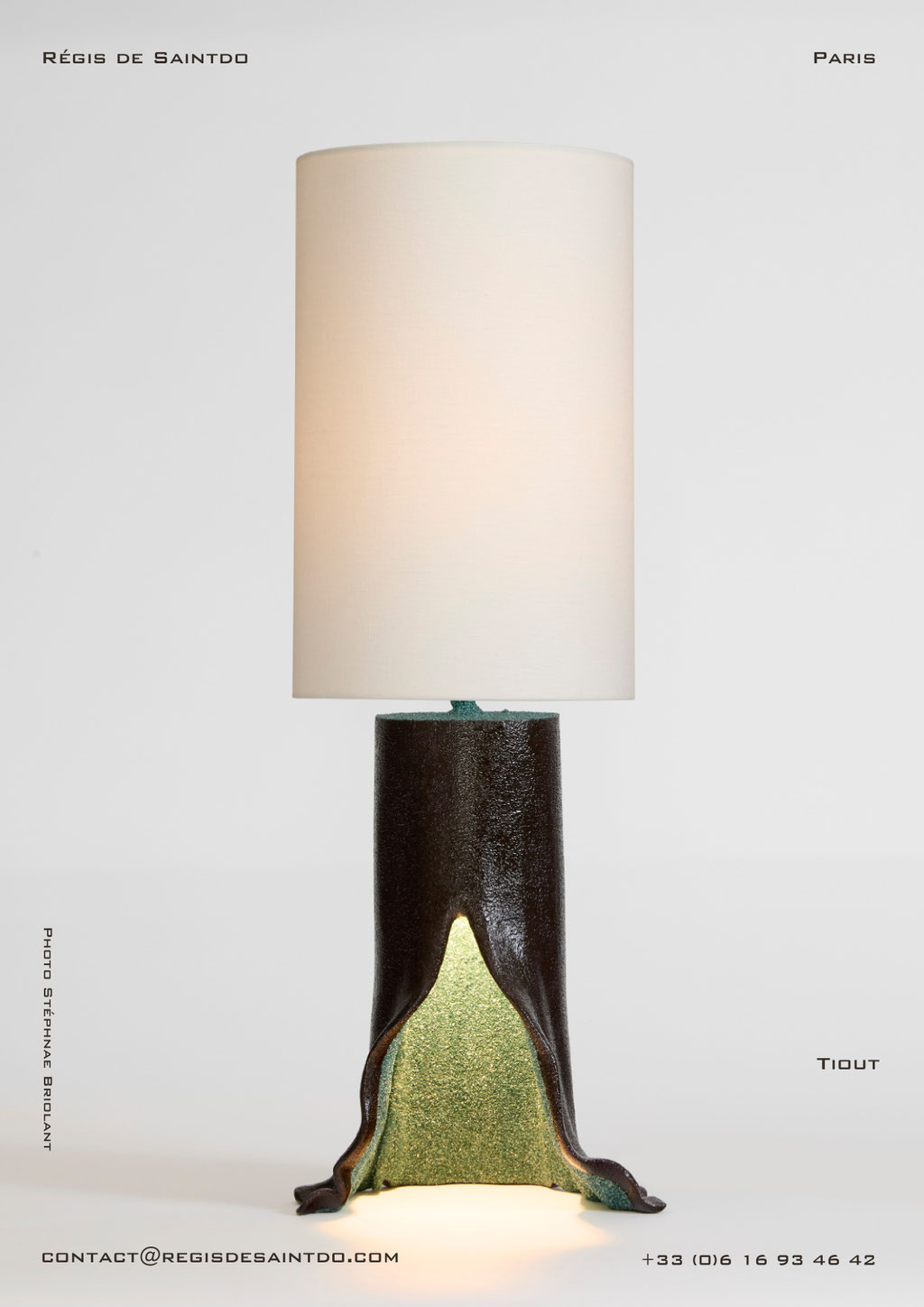 Lampe Tiout-céramique chamotte émaux à froid-éclats de verre-fait main @Régis de Saintdo