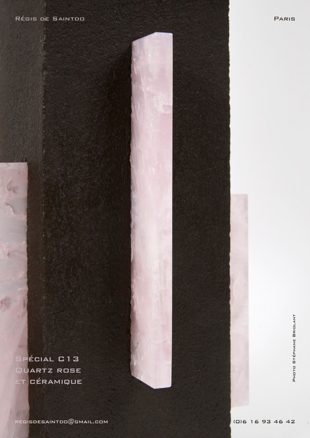 Lampe-C13-céramique-brune-brute-quartz-rose-faite-main-unique-détail @Régis de Saintdo
