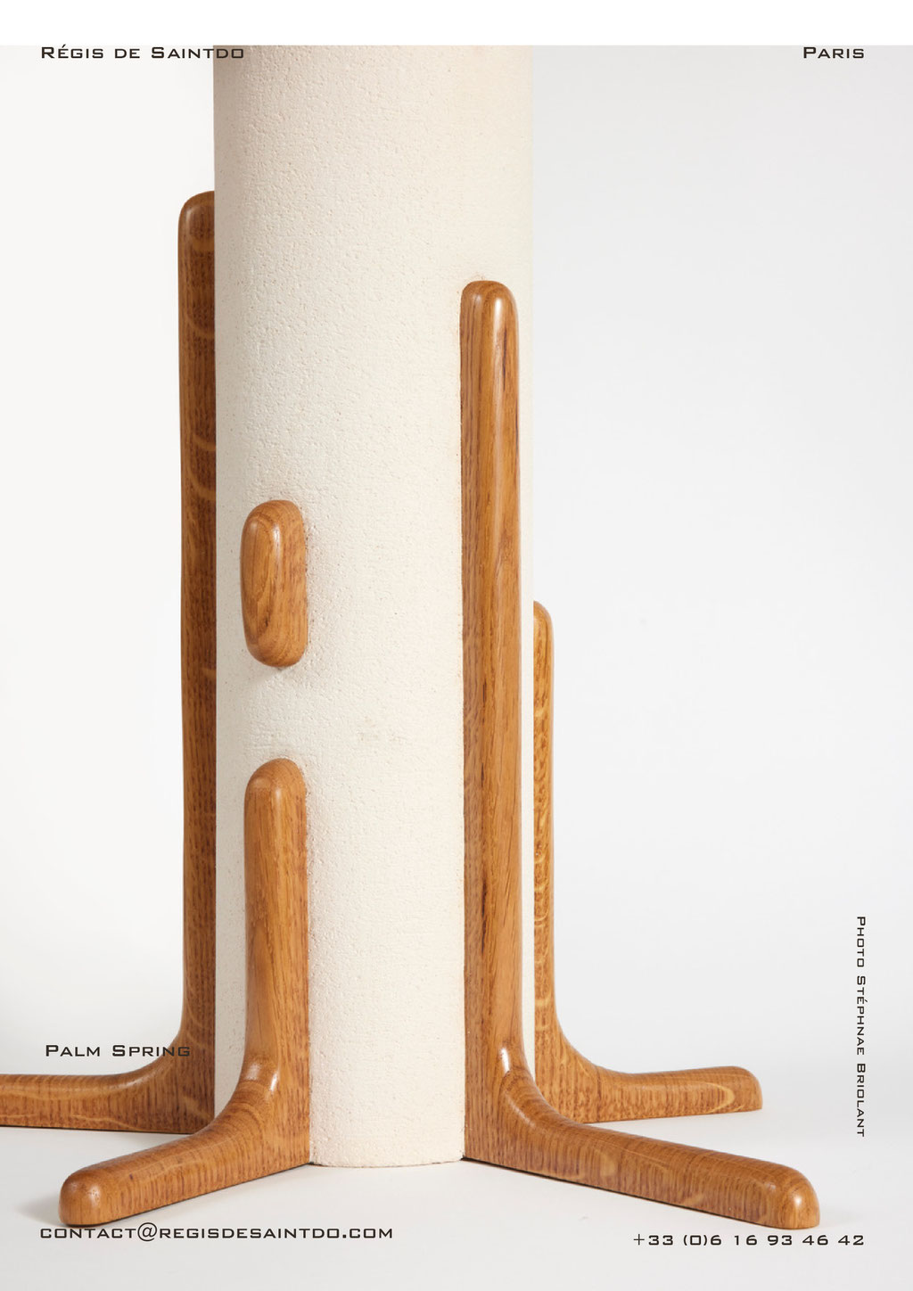 ©Régis de Saintdo - Table palm Spring -Polished oak - textured ceramic - hand made