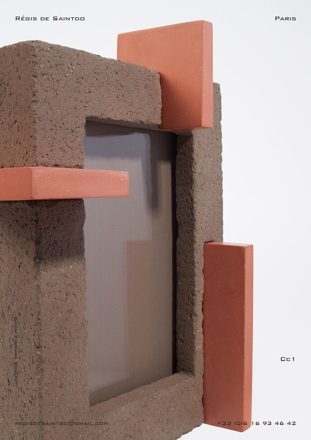 ©Régis de Saintdo-Picture-Frame-Ceramic-brown-rough-red-polished-handmade-unique-detail
