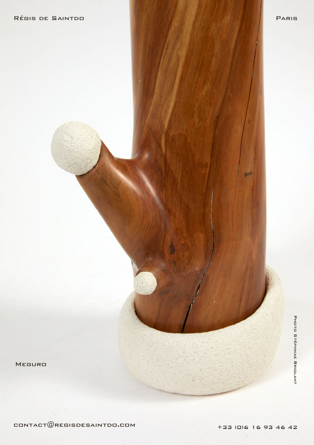 Lampe Meguro bois de cerisier et céramique - faite main-unique @Régis de Saintdo