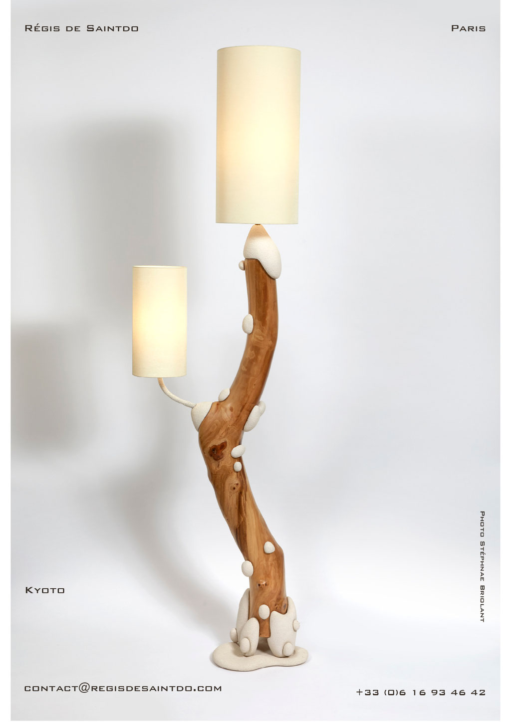 Standard lamp Kyoto cherish tree & ceramic, hand made-one off @Régis de Saintdo