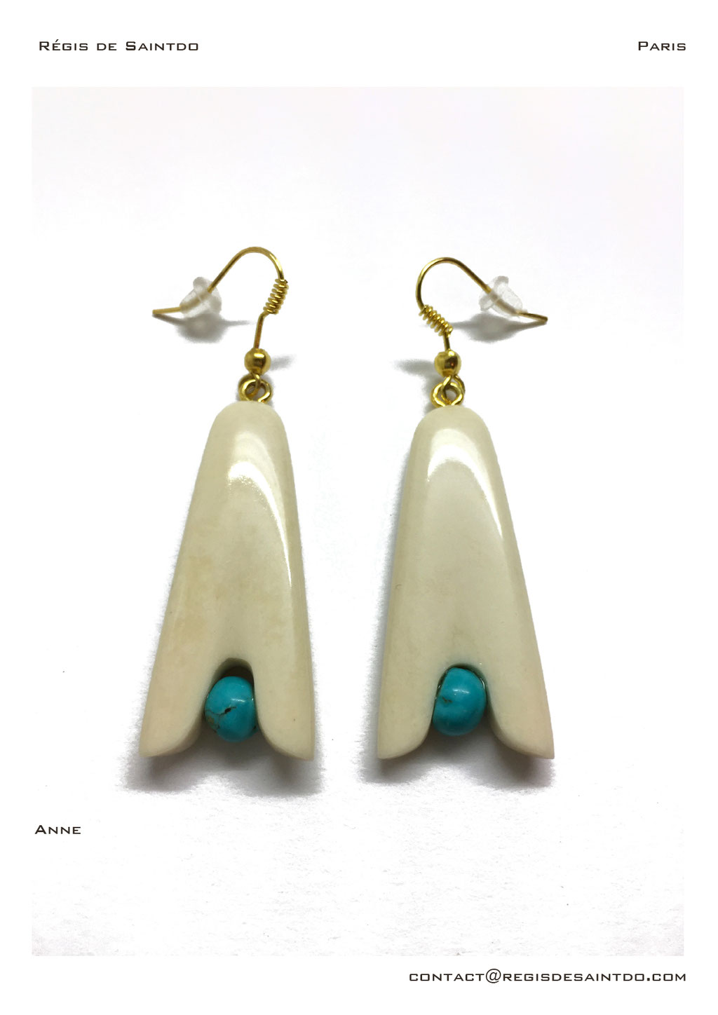 ©Régis de Saintdo-earings-bone-turquoise-hand made