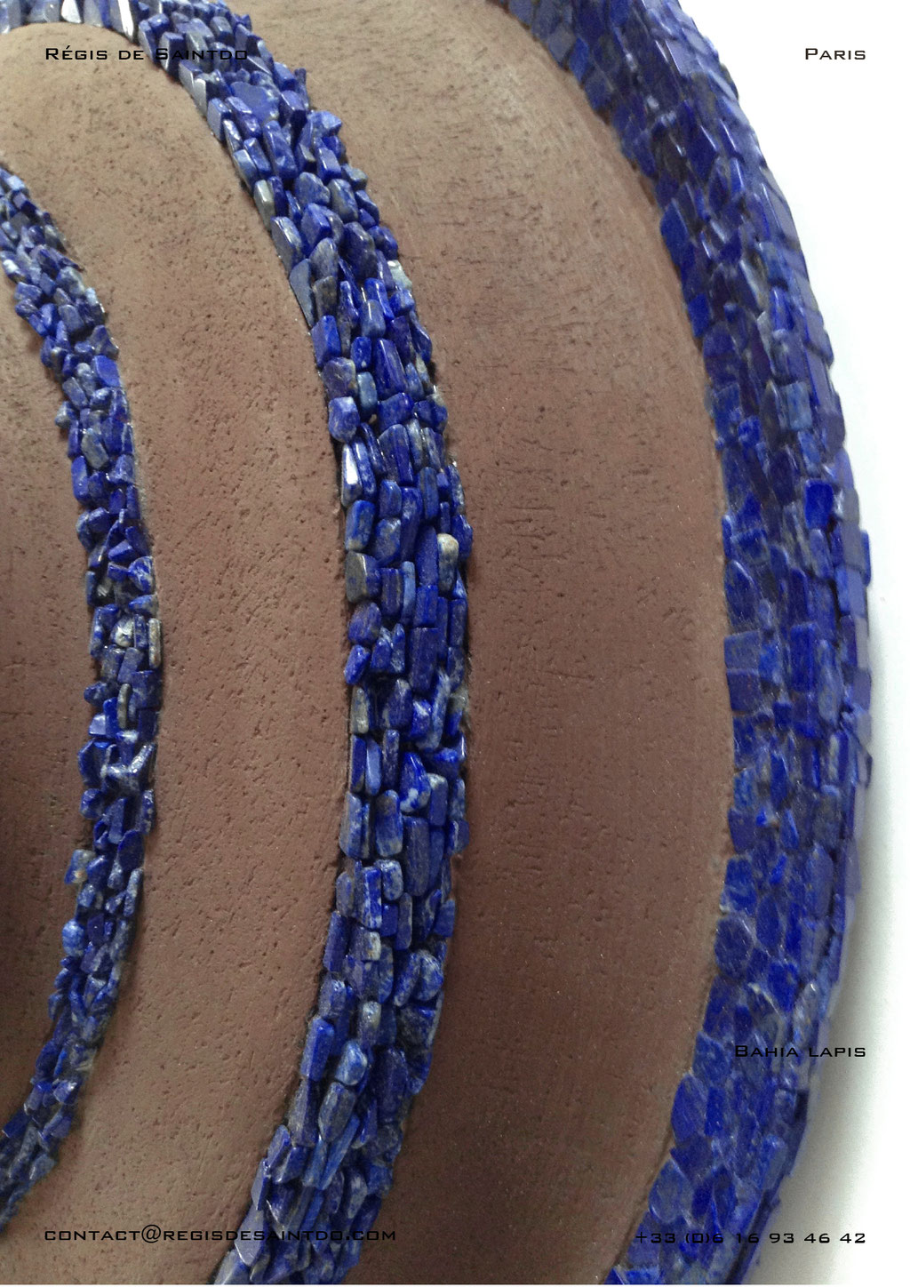 Mirror Bahia Lapis, ceramic, lapis lazuli-handmade @Régis de Saintdo