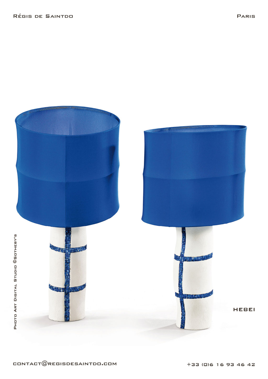 Lamp Hebei ceramic, lapis lazuli, hand made @Régis de Saintdo