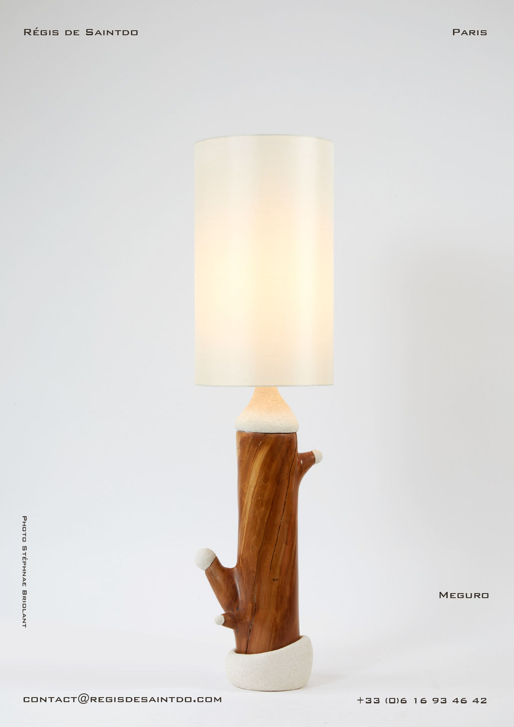 Lampe Meguro bois de cerisier et céramique - faite main-unique @Régis de Saintdo