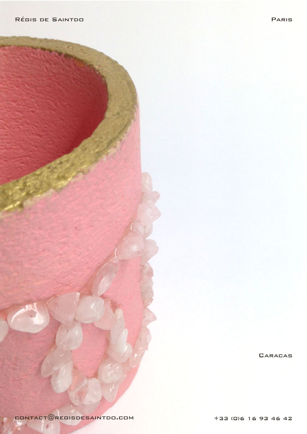 Pot-tinted ceramic-rose quartz-gold leaf-handmade