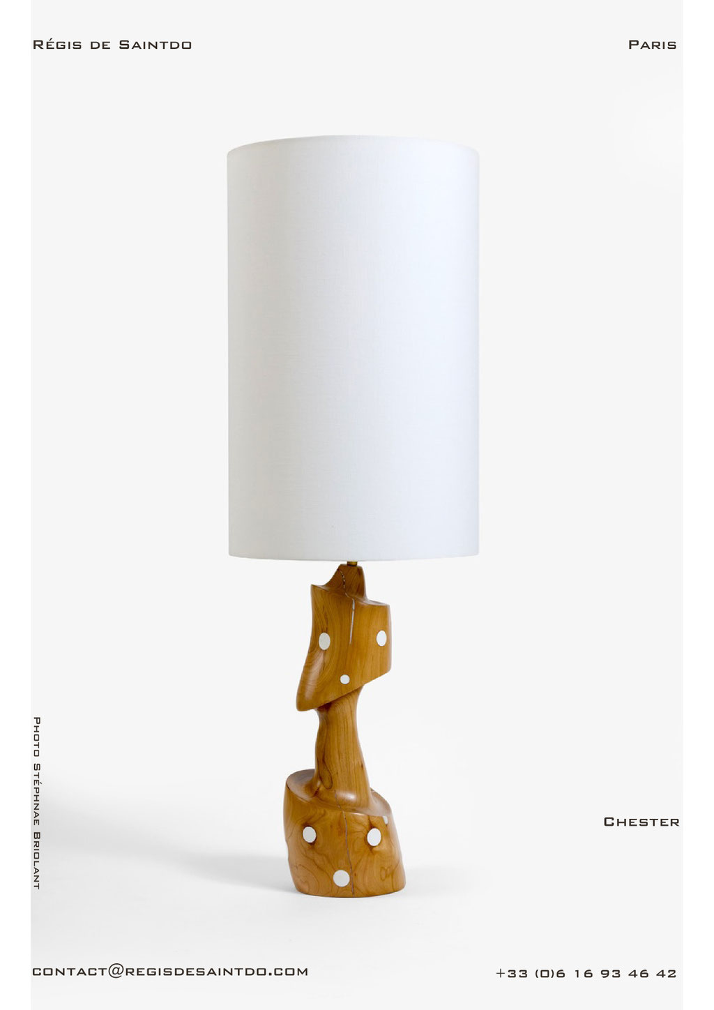 Lamp Chester-Cherry wood - Resin -handmade @Régis de Saintdo