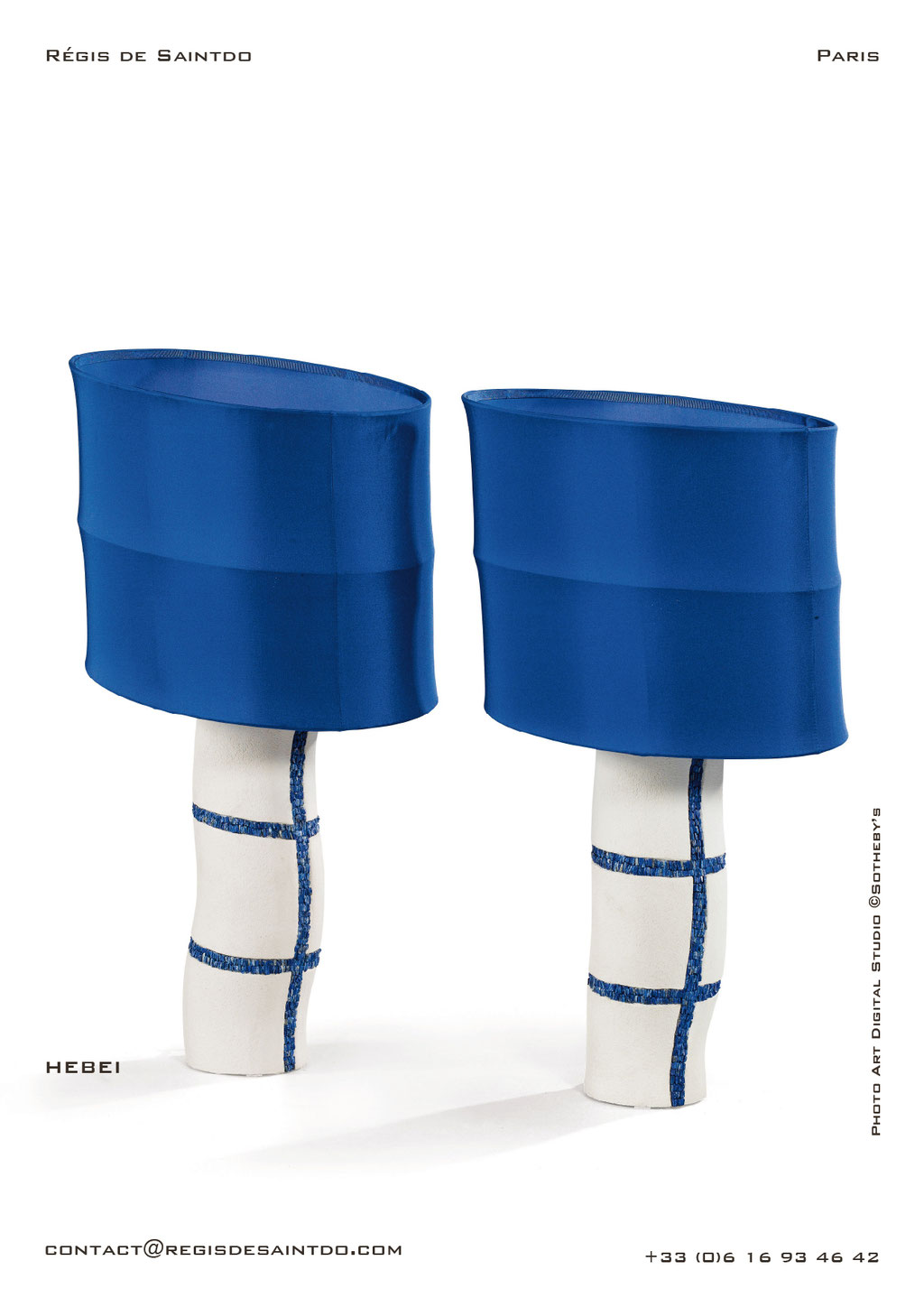 Lamp Hebei ceramic, lapis lazuli, hand made @Régis de Saintdo