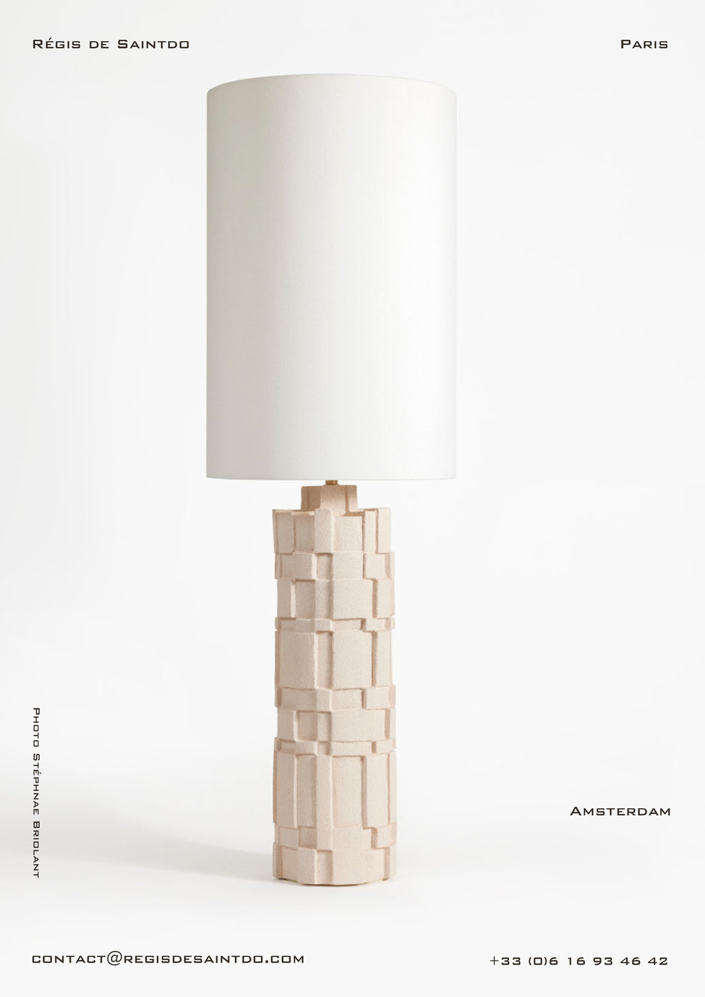 Lampe Amsterdam-céramique blanche chamotte-fait main @Régis de Saintdo