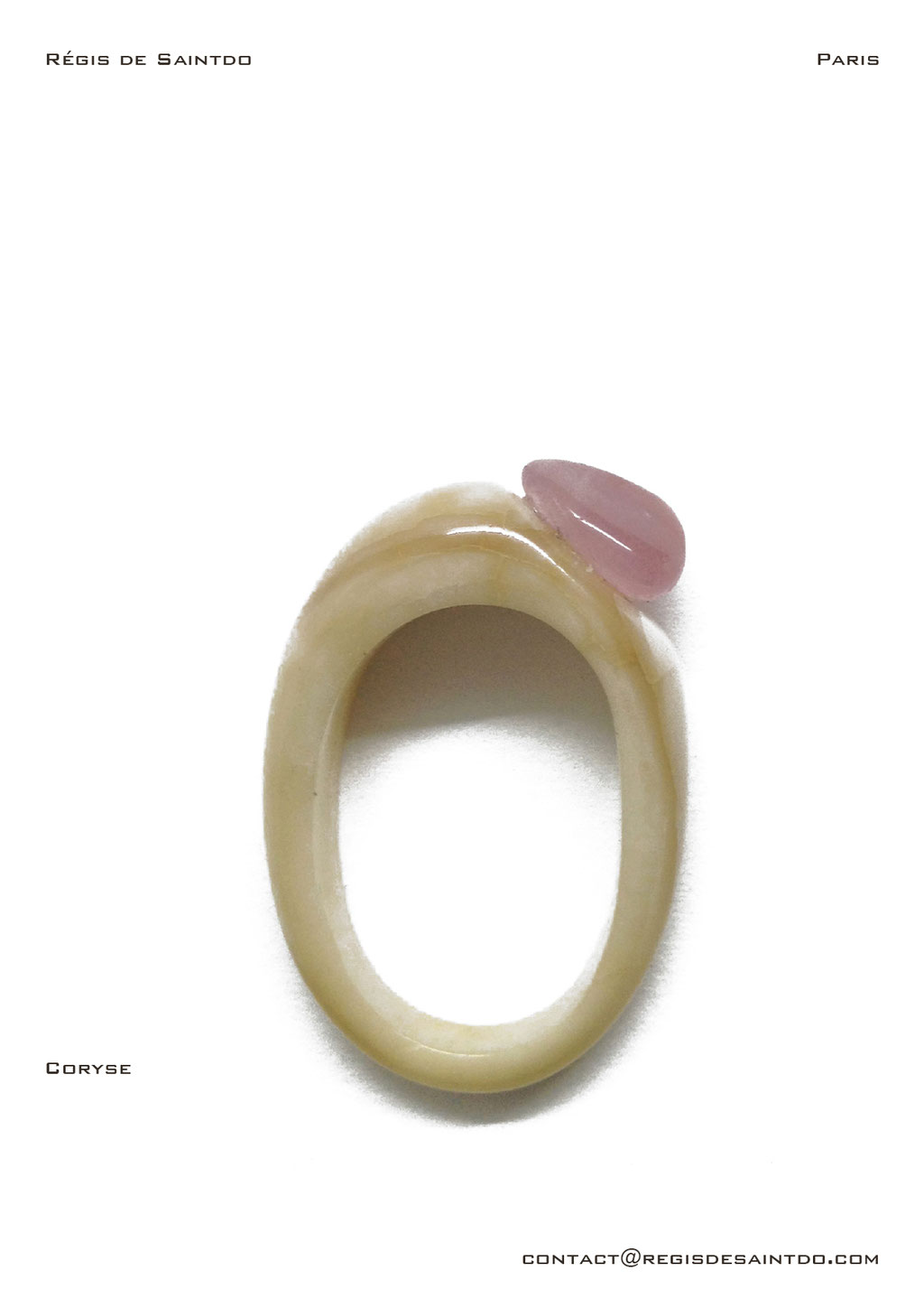 ©Régis de Saintdo-ring-bone-rose quartz-hand made
