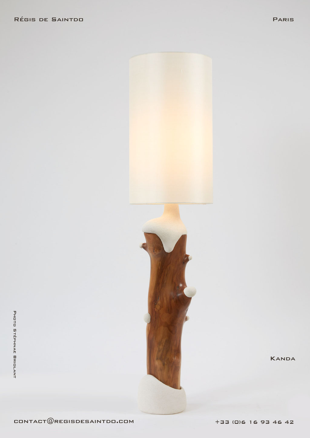 Lampe Kanda bois de cerisier et céramique - faite main-unique @Régis de Saintdo
