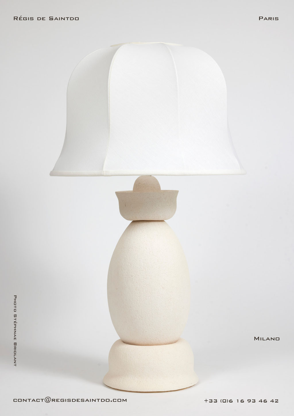 Lamp Milano -white textured ceramic-handmade @Régis de Saintdo