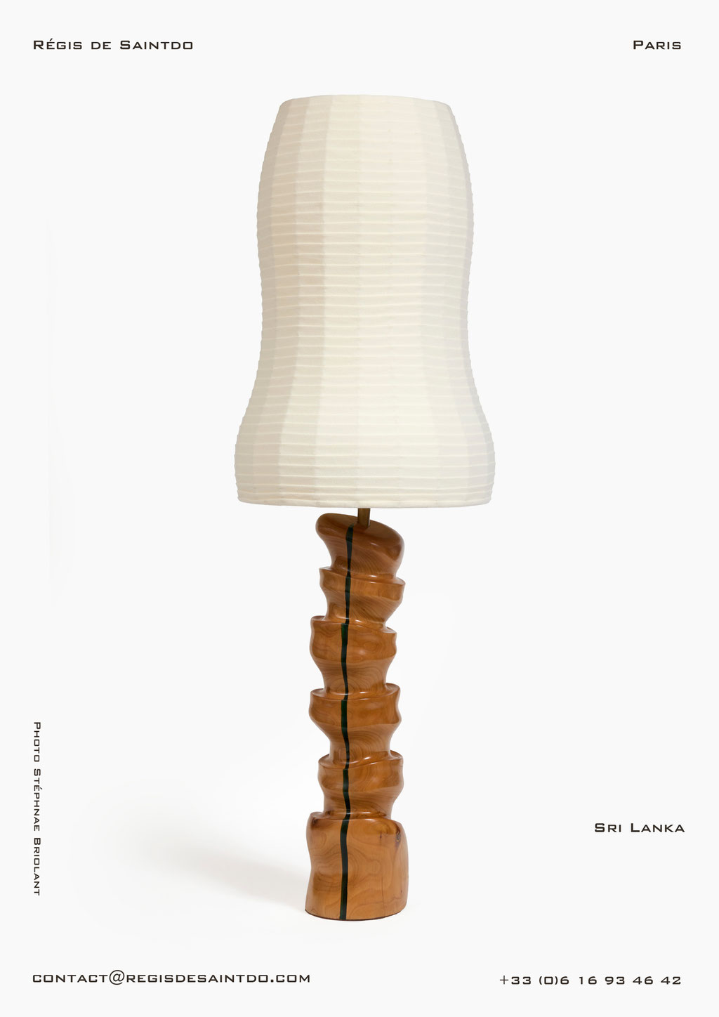 Lamp Sri Lanka-Cherry wood -handmade @Régis de Saintdo