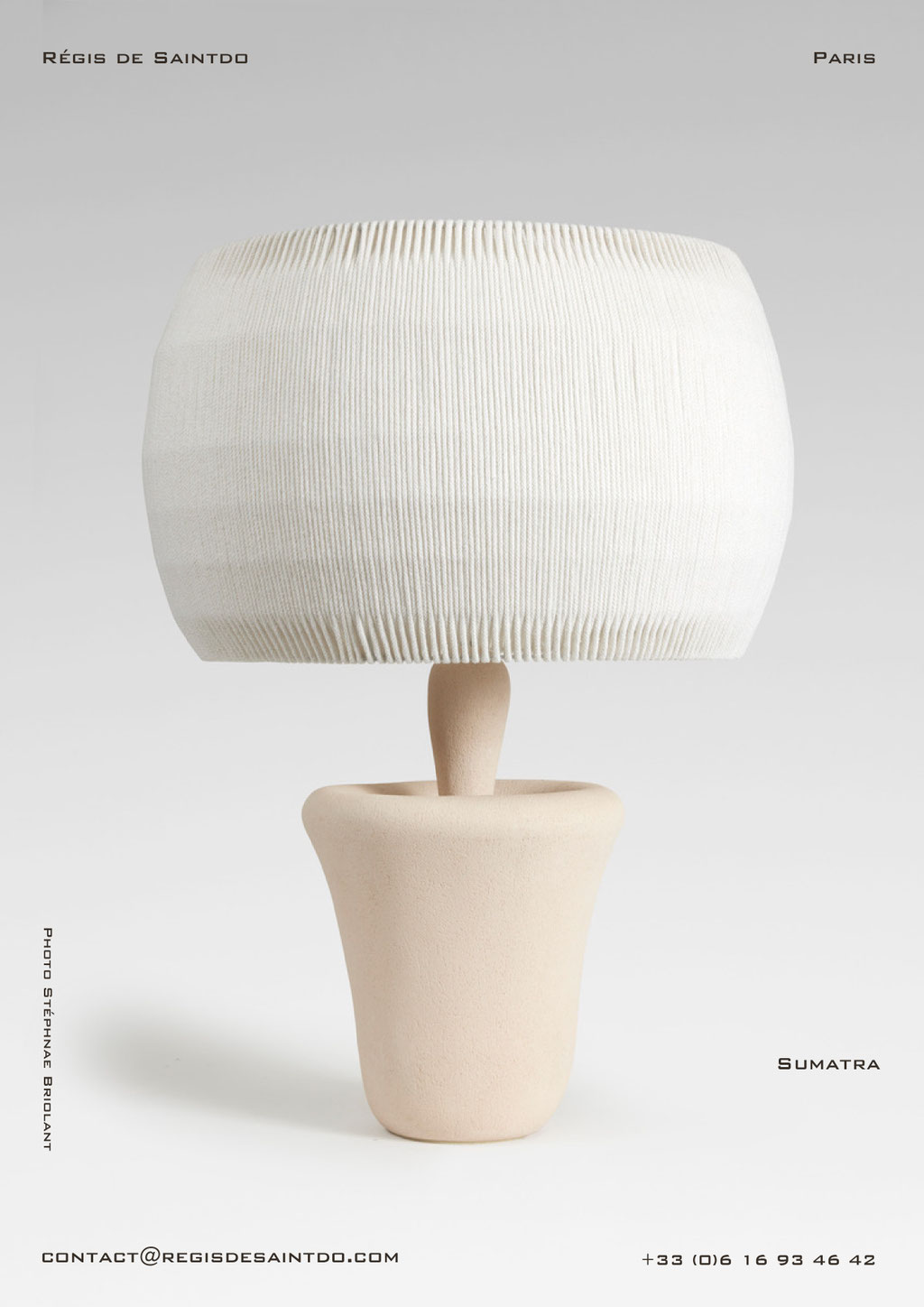 Lampe Sumatra-céramique blanche chamotte-fait main @Régis de Saintdo