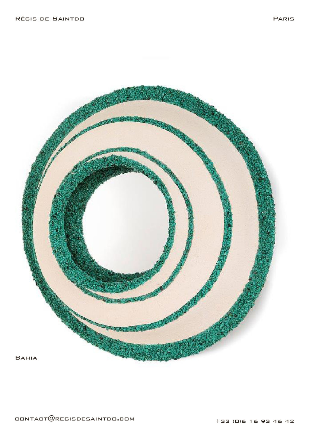 Mirror Bahia, ceramic, green howlite-handmade @Régis de Saintdo