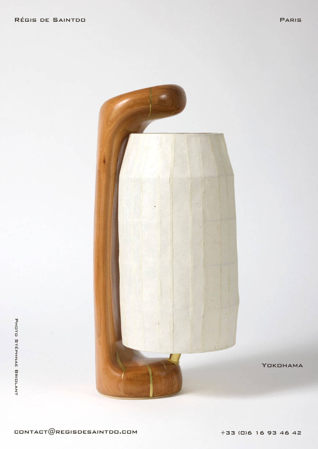 Lampe Yokohama-Bois de cerisier-fait main @Régis de Saintdo