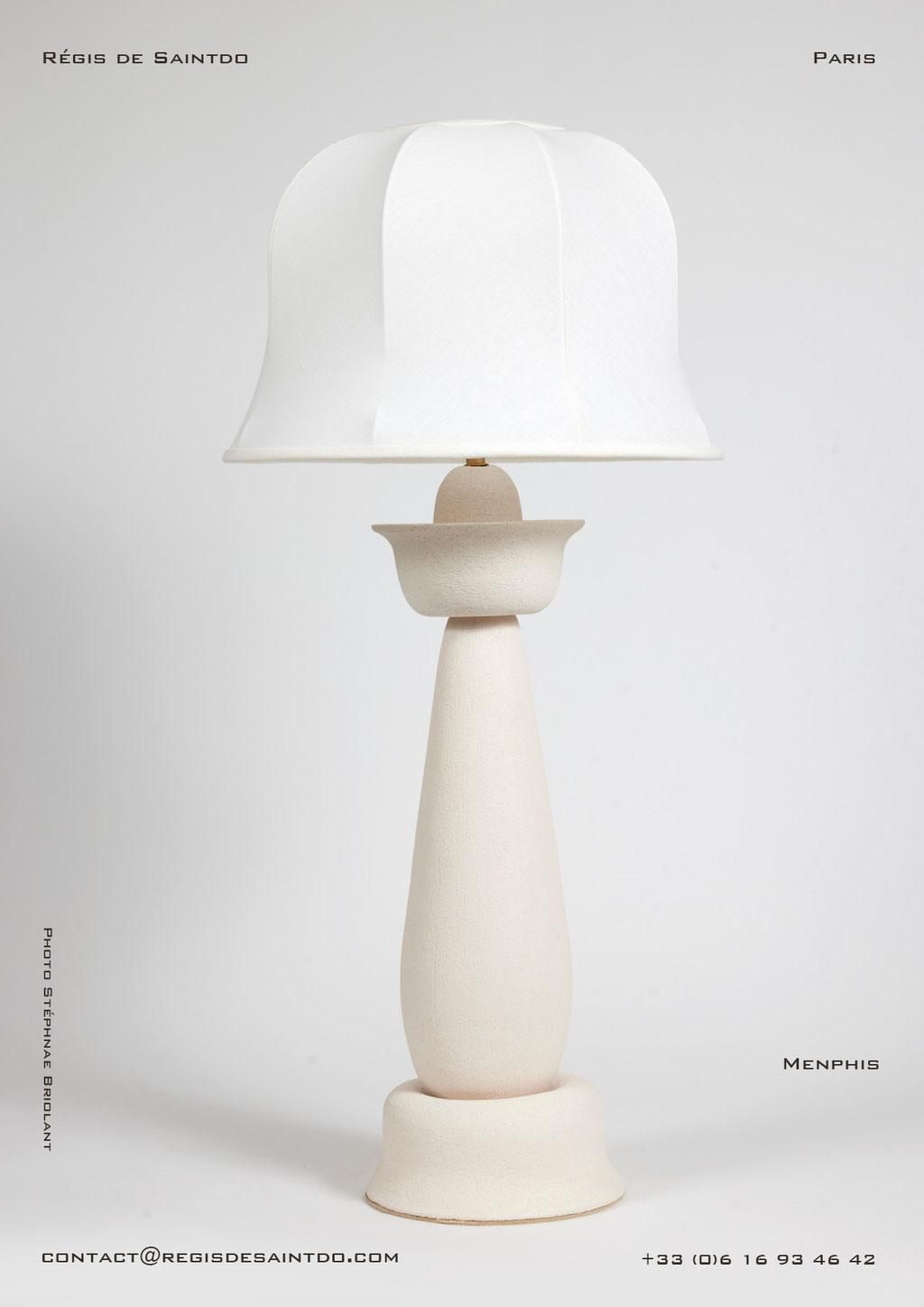 Lamp Memphis -white textured ceramic-handmade @Régis de Saintdo