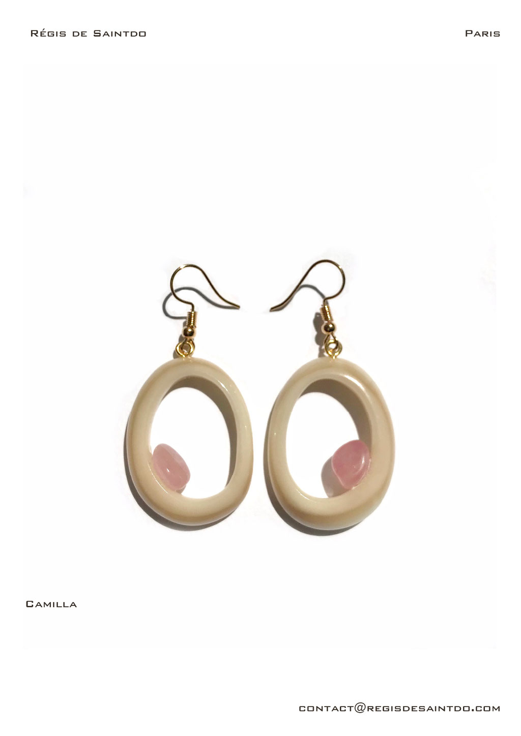 ©Régis de Saintdo-earings-bone-rose quartz-hand made