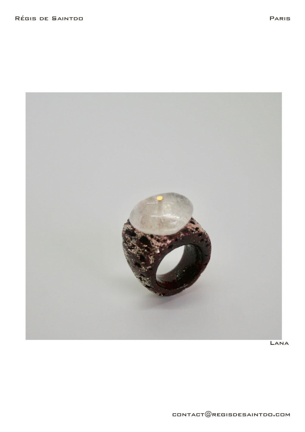 ©Régis de Saintdo-ring-lacquered and gilded horn bone -rock crystal-hand made