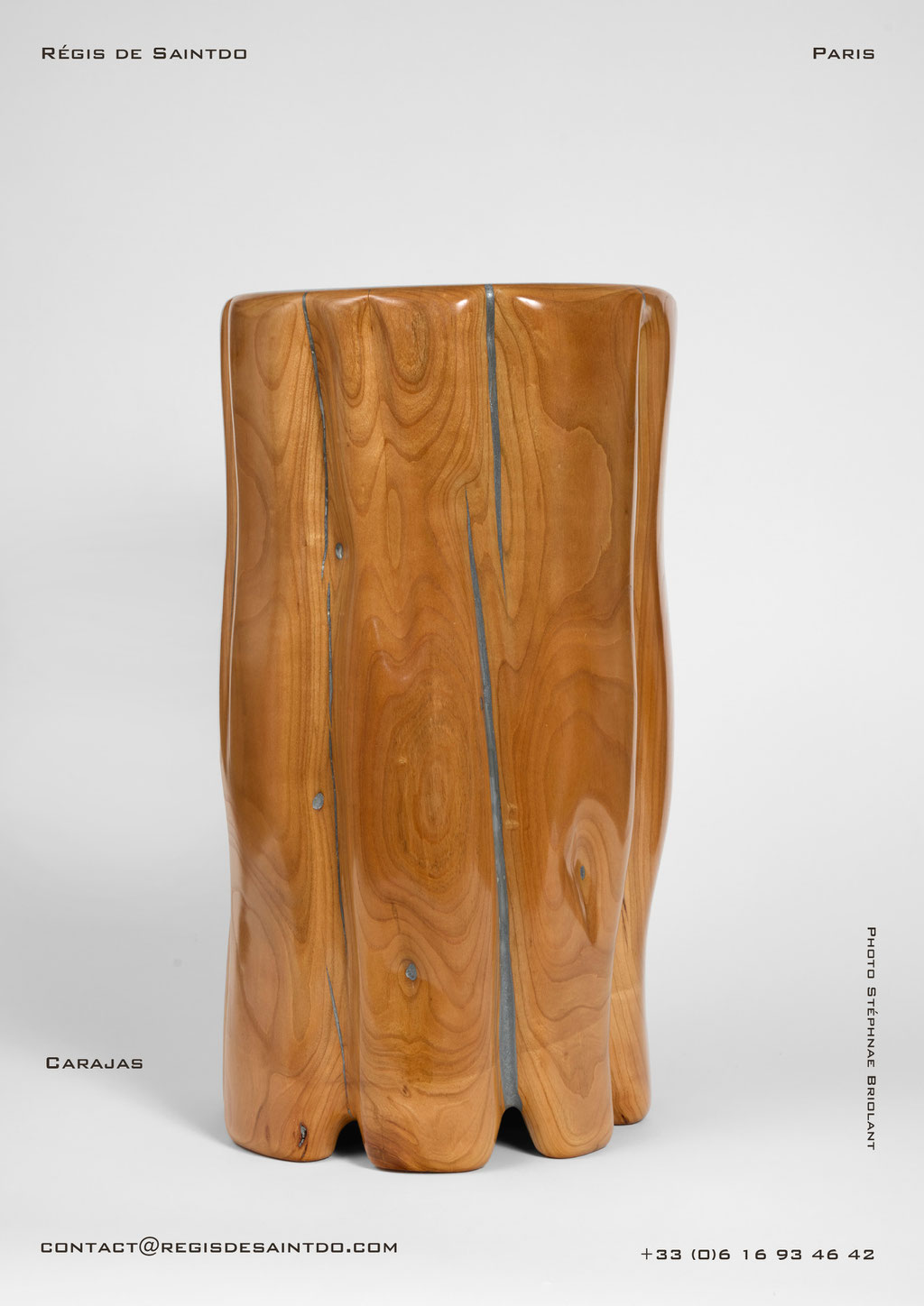 ©Régis de Saintdo - Table Carajas - Bois cerisier poli -résine aluminium - Fait main