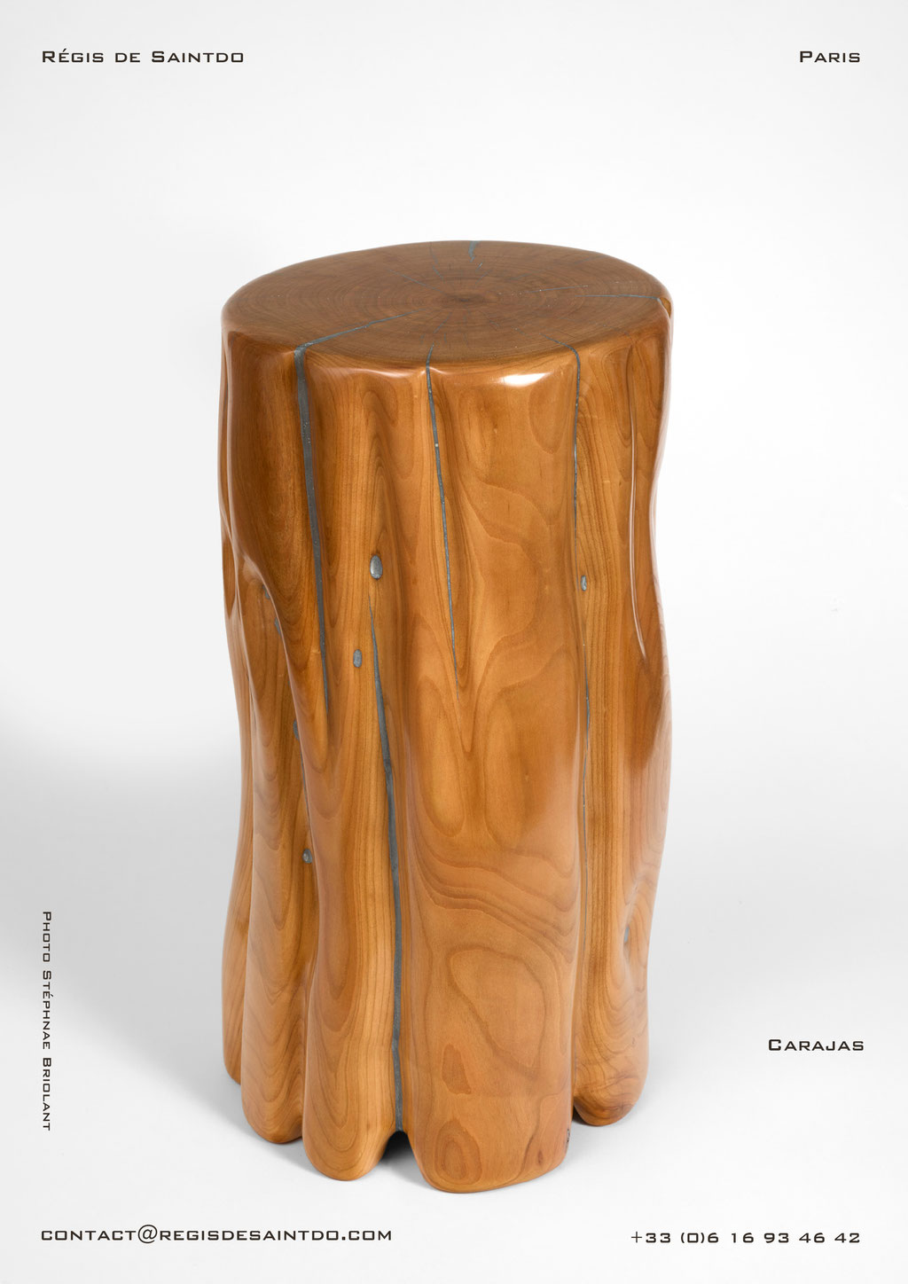 ©Régis de Saintdo - Table Carajas - Bois cerisier poli -résine aluminium - Fait main