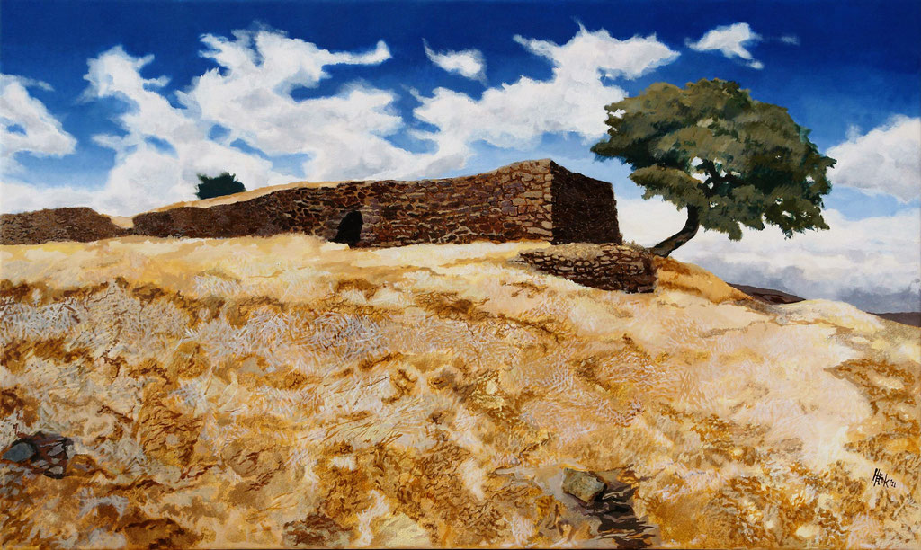 Castro da Cola - acrylico com estrutura de areia na tela - 120 x 50 cm