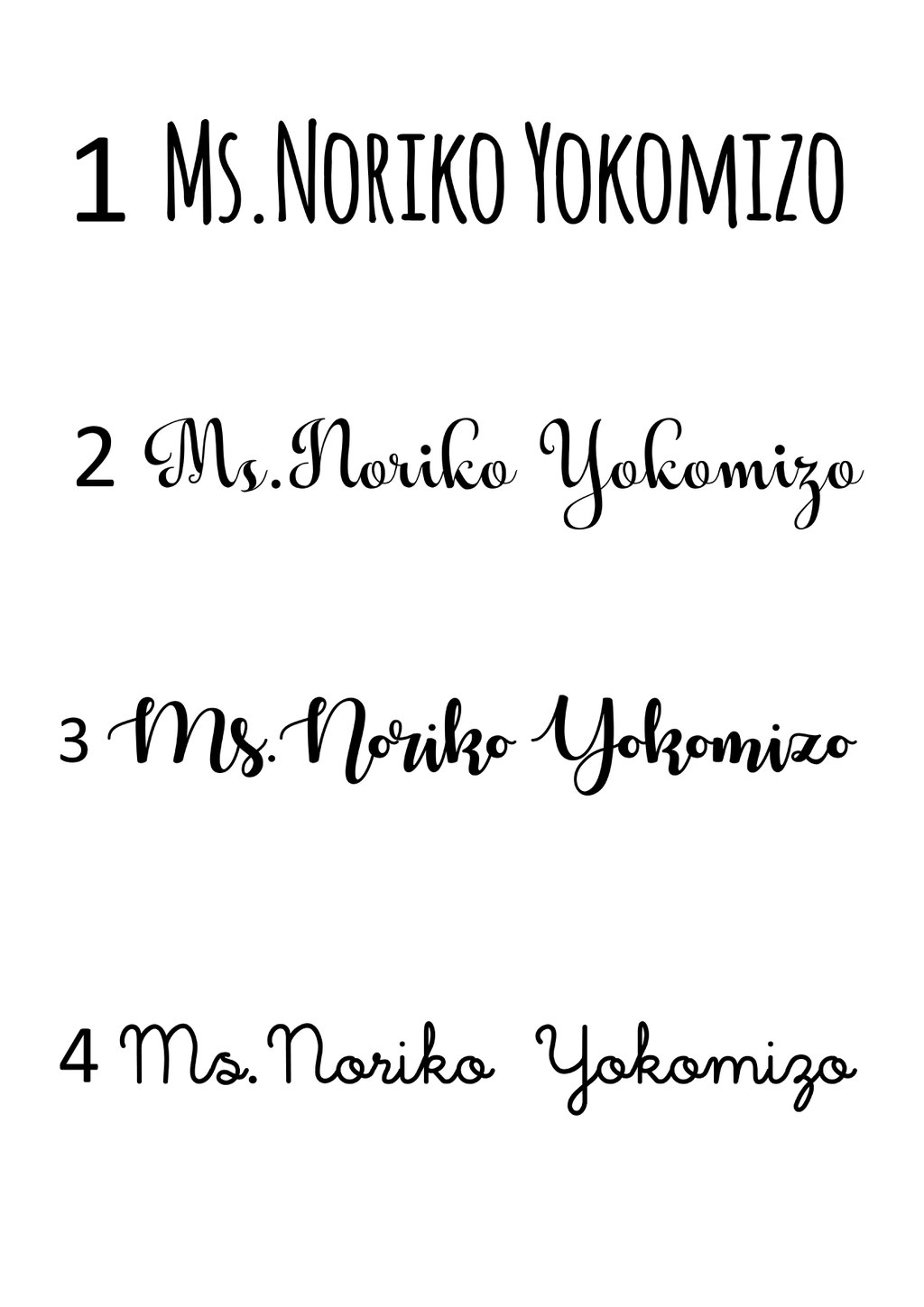 タグには4つの書体からお選びいただけます。