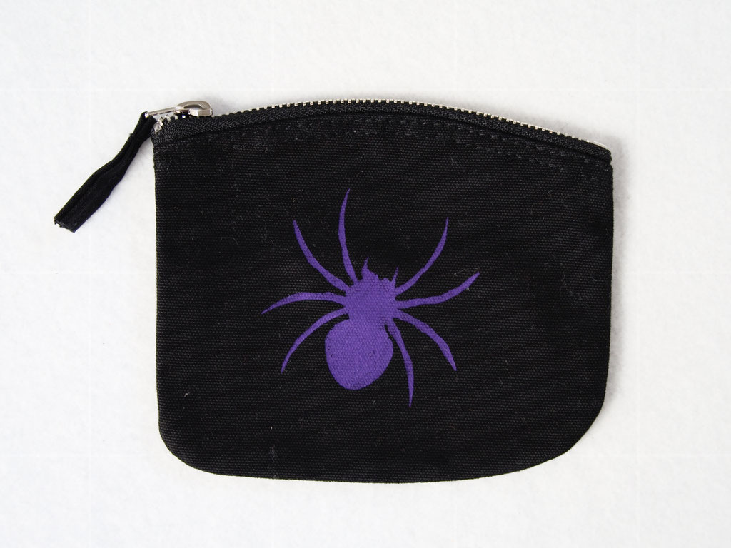 New stencil print zipper pouches - purple spider coin purse - Zebraspider DIY Anti-Fashion Blog