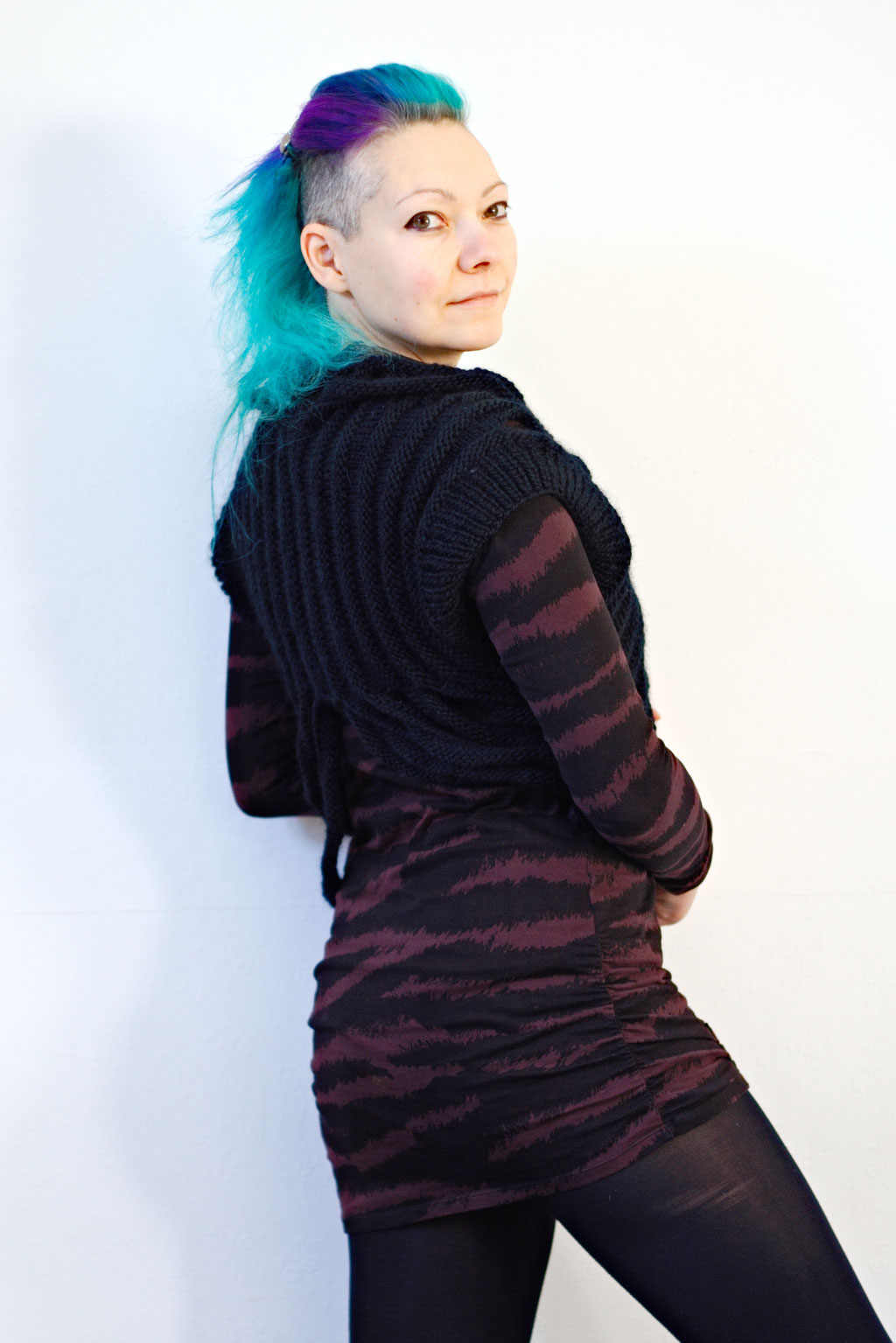 Zombie knitted vest & Crochet crop top of dreams - structured easy knit - Zebraspider Eco Anti-Fashion Blog