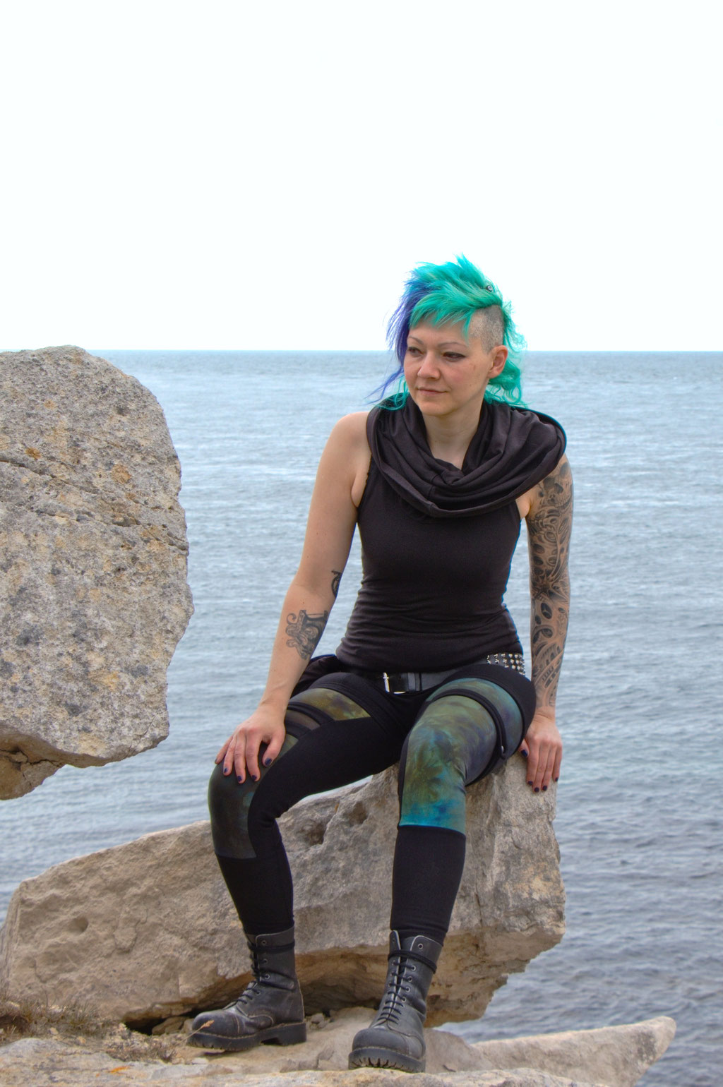 Seafront Quarry Outfit with Spirit of lunar and Crisiswear - Forest Resident Pants in a Galaxy colour - Zebraspider Eco Anti-Fashion