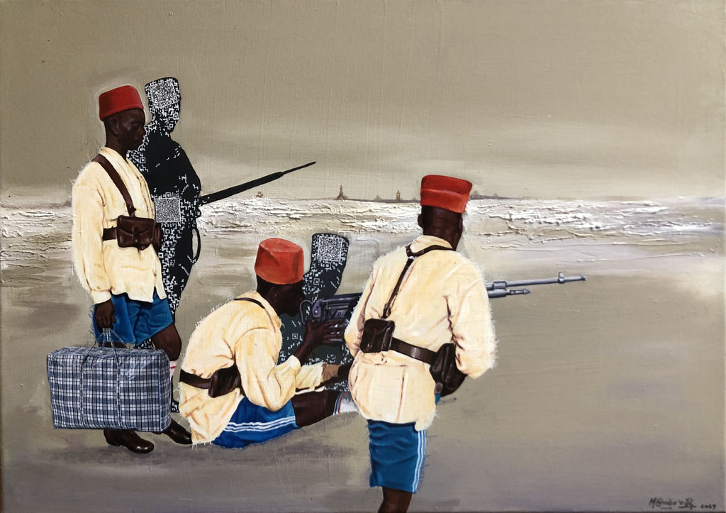 Dans l’ombre de mon frère “les tirailleurs” _Acrylique sur toile _50X70cm _2024 1070€