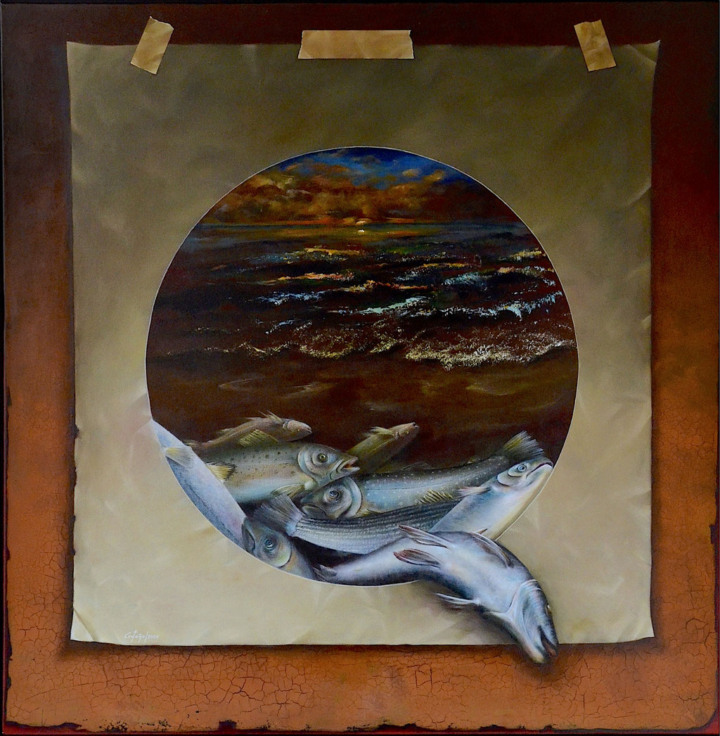 _Immensité Fragile No.1_Huile mixte_toile-100x100cm.Année 2024.Prix-2500€