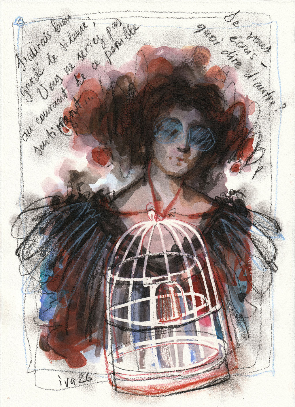 Tatiana Ivchenkova_Je vous écris... 2026_Technique mixte sur papier fait main_30x21 cm_140€